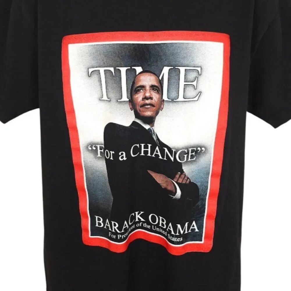 Barack Obama T Shirt Mens Size Large Black Time Magazine Cover 2008 Election